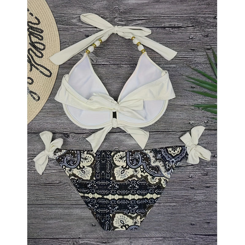 Ladies Triangle Bikini with elegant tie and extravagant pattern Mune Fashion