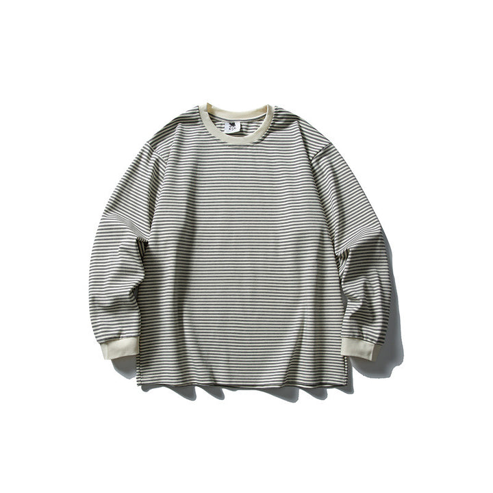 Unisex Oversize Longsleeve in maritime look with fine striped texture and ribbed collar Mune Fashion