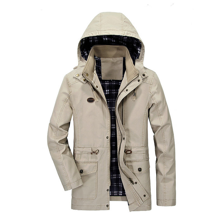 Men's lightweight field parka with hood, checkered lining and drawstring waist Mune Fashion