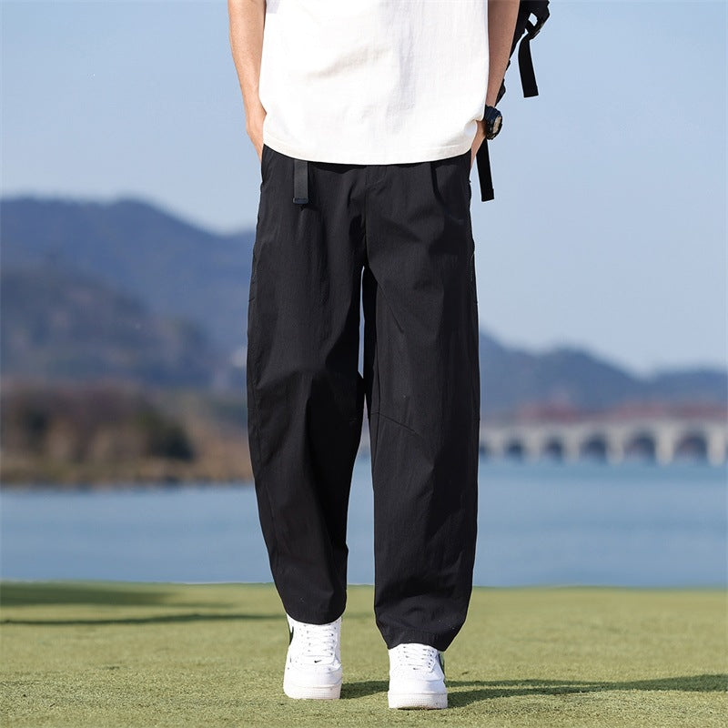 Men's Lightweight Tech Cargo Pants with Elastic Waistband, Side Zippers & Quick Release Belt Mune Fashion