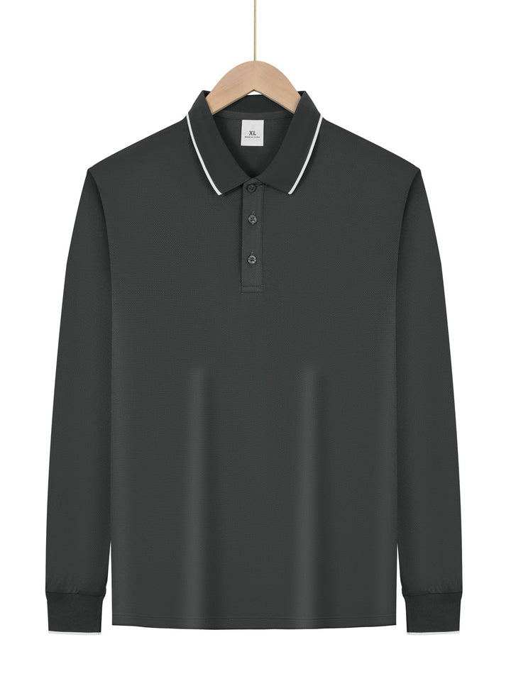 Men's long-sleeved pique polo shirt with contrasting piping at the collar and cuffs Mune Fashion