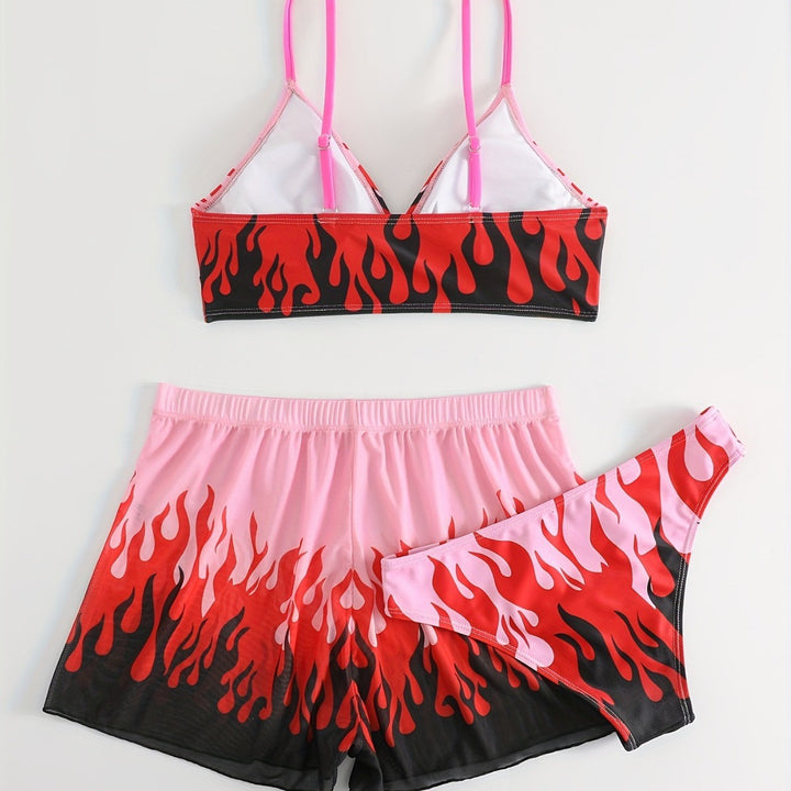 Women Triangular Bikini with exciting flame pattern Mune Fashion