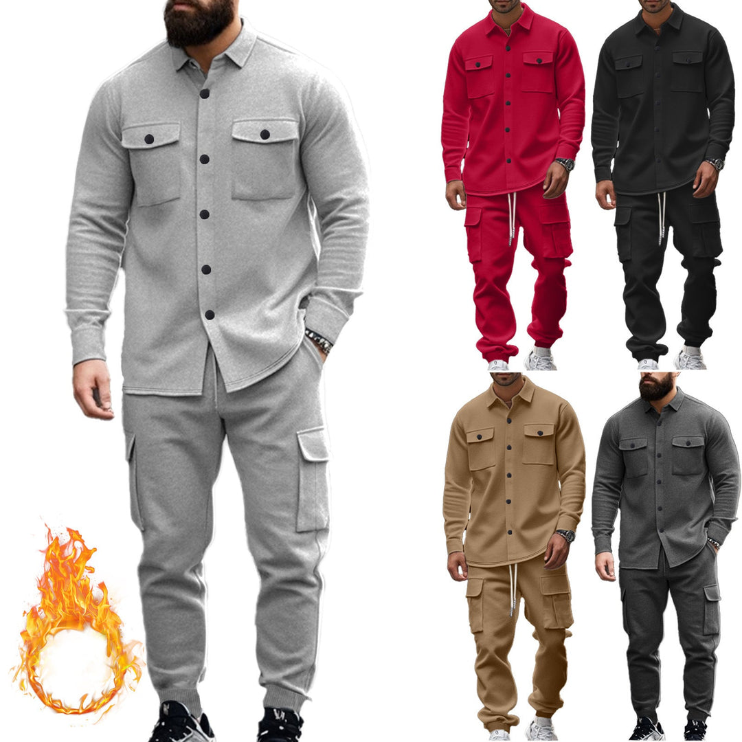Men's Cargo Set with Casual Shirt and Elastic Pants Mune