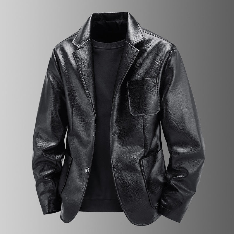 Men's Elegant Faux Leather Jacket in Classic Cut Mune Fashion