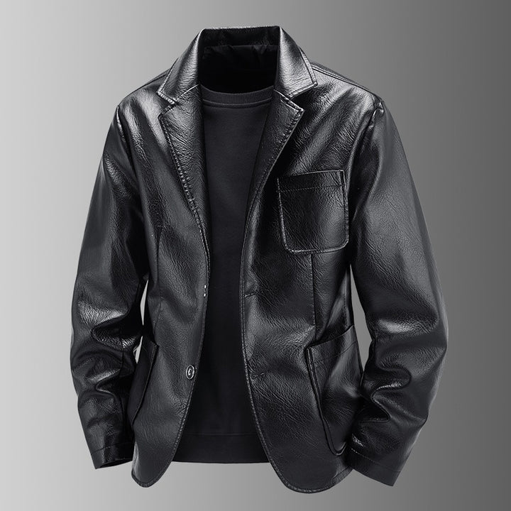 Men's Elegant Faux Leather Jacket in Classic Cut Mune Fashion