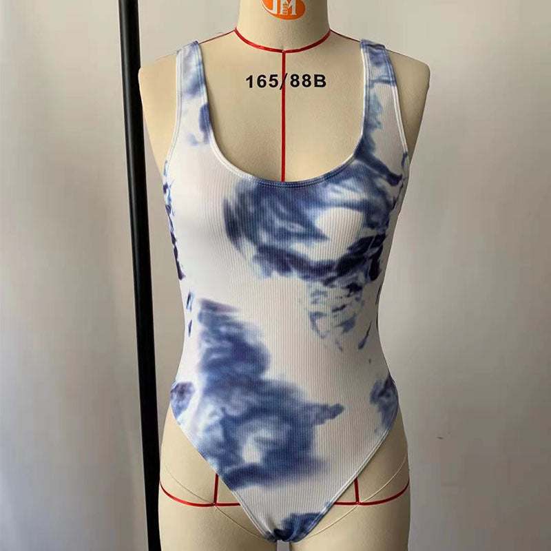 Women's high-cut swimsuit with trendy tie-dye design Mune Fashion