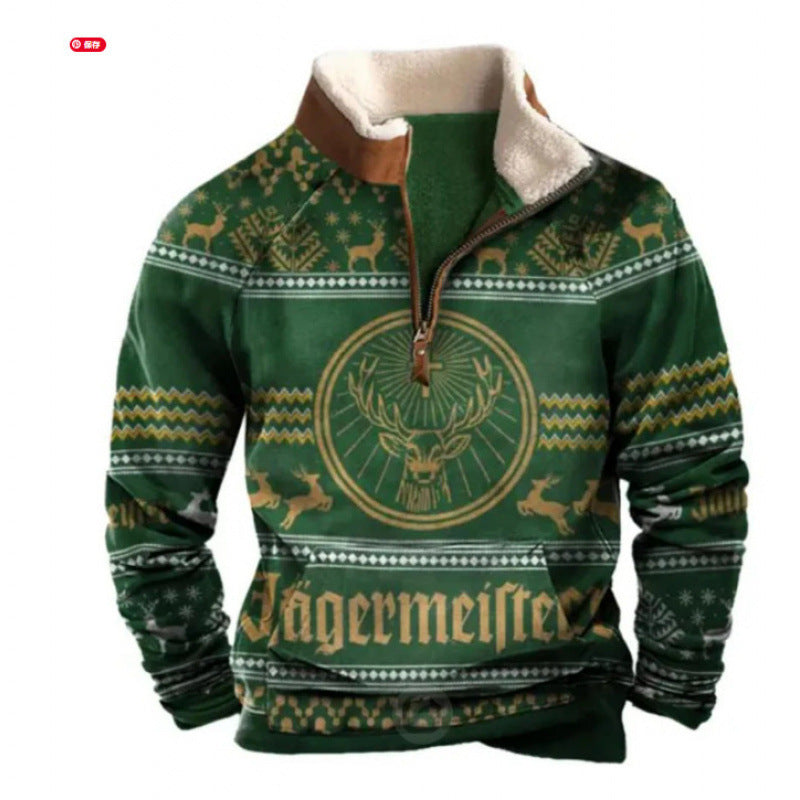 Men's Warming Fleece Pullover with Stand-Up Collar Mune Fashion