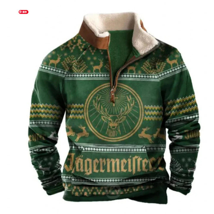 Men's Warming Fleece Pullover with Stand-Up Collar Mune Fashion
