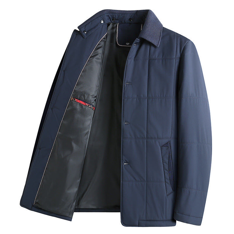 Men's Quilted Casual Jacket with Shirt Collar and Visible Button Placket Mune Fashion