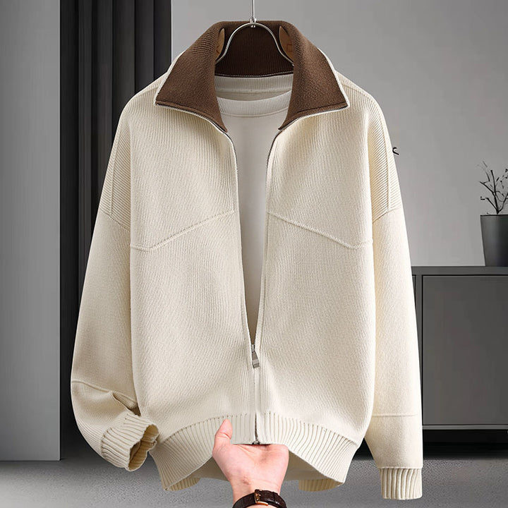 Men's Stylish Sweat Jacket with High Collar Mune Fashion