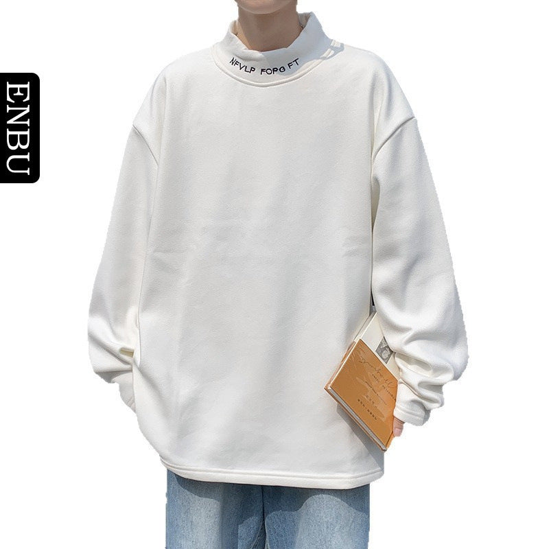 Men's Oversized Stand Collar Sweatshirt made of Cotton Mix with Drop Shoulder Mune Fashion