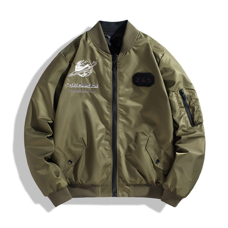 Men's sporty bomber jacket with stylish patches Mune Fashion