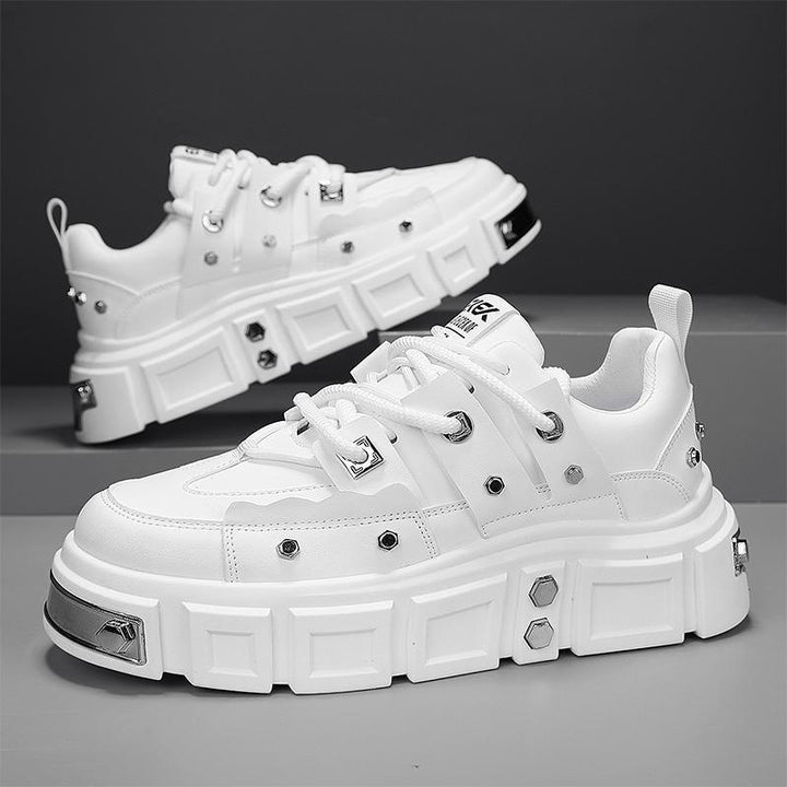 Women’s platform sneaker with decorative metal studs and textured overlay Mune Fashion