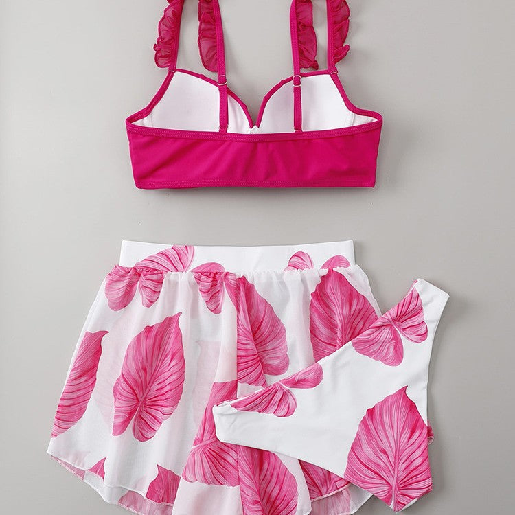 Women Two-Piece Beach Set with Floral Design and Ruffle Details Mune Fashion