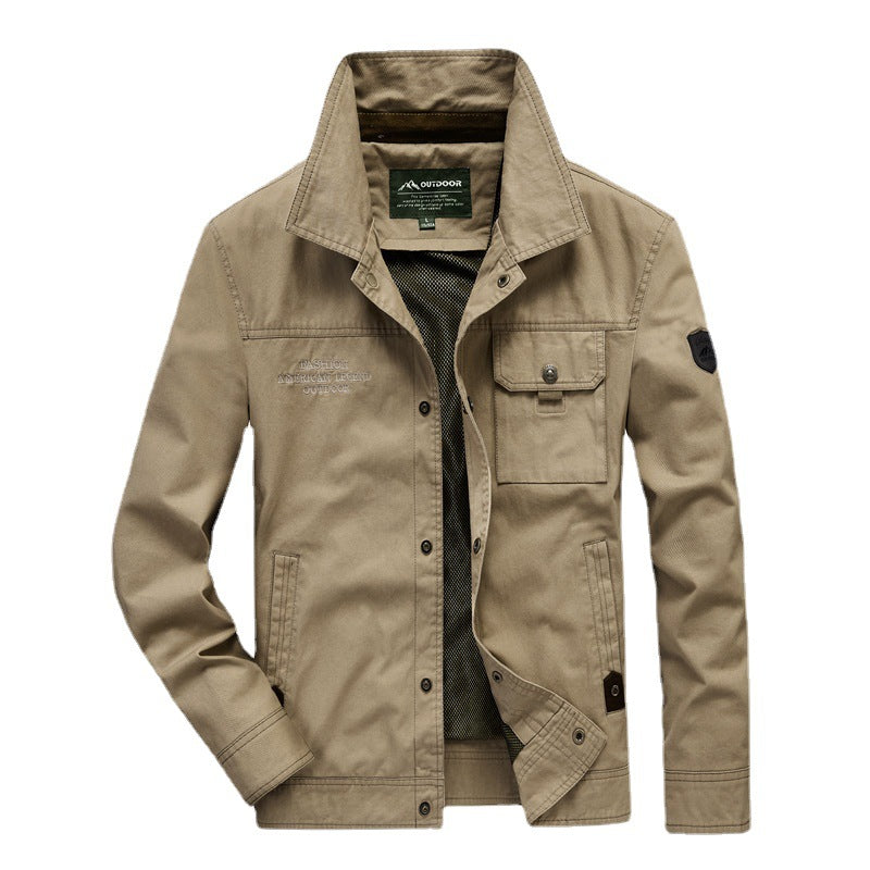 Men's Urban Canvas Utility Blouson with Stand-up Collar, Mesh Lining and Chest Flap Pocket Mune Fashion
