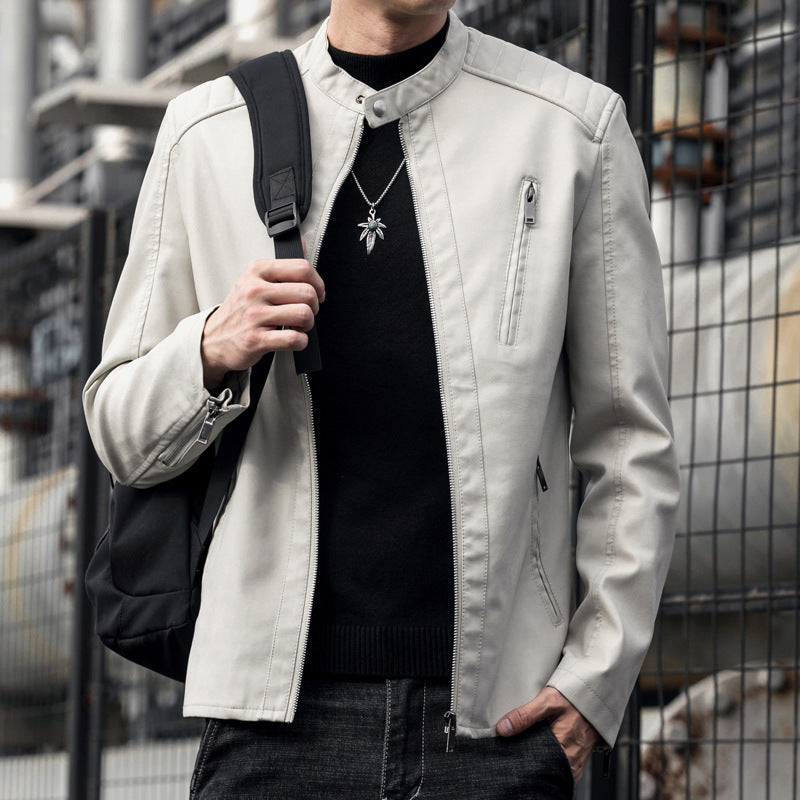 Men Stylish Cuts Faux Leather Jacket Mune Fashion