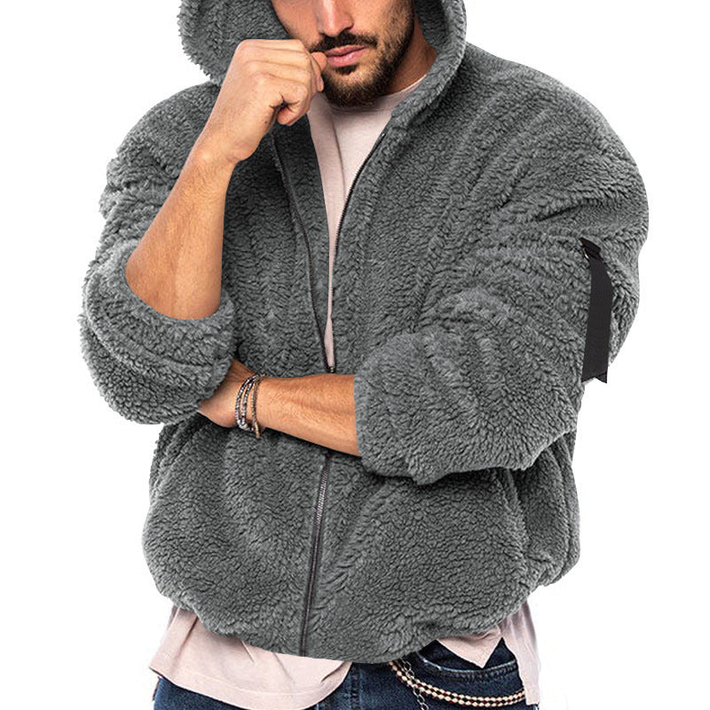 Men's voluminous Sherpa hoodie jacket with bomber cut, concealed zipper and arm pocket Mune Fashion