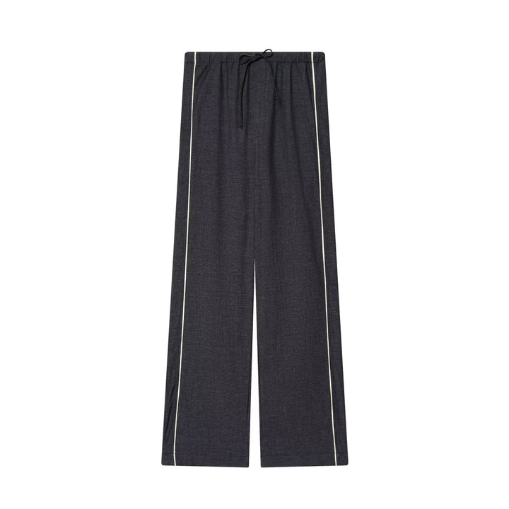 Women Wide Cut Lounge Pants with Drawstring and Contrast Piping Mune Fashion