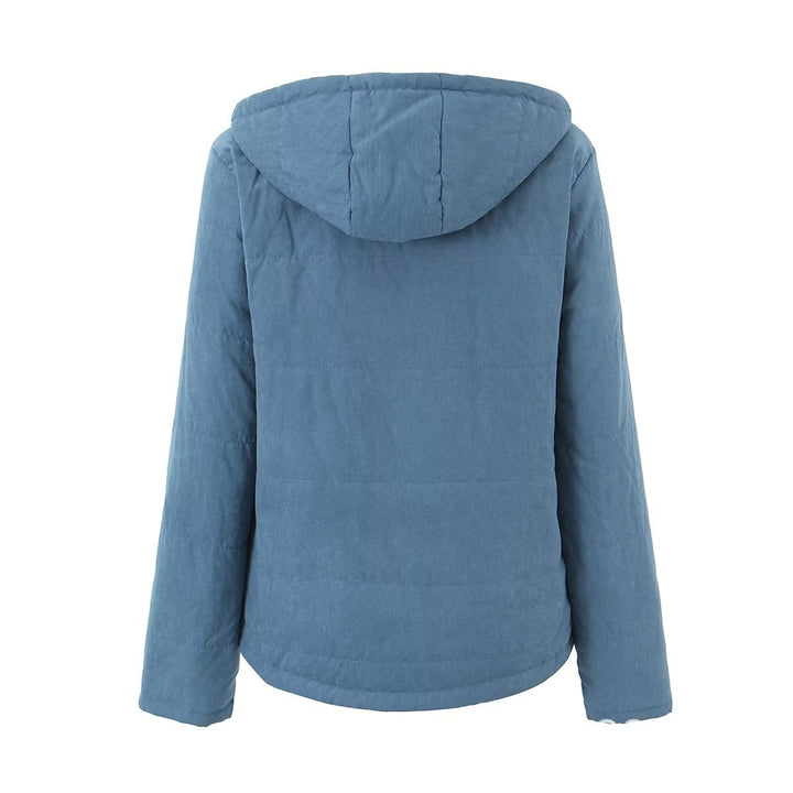 Women's quilted hooded jacket with cozy teddy lining, concealed zipper and flap pockets Mune Fashion