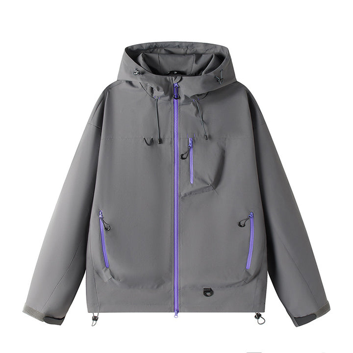 Men's Lightweight Tech Softshell Jacket with Hood, Adjustable Hem and Contrast Zippers Mune Fashion