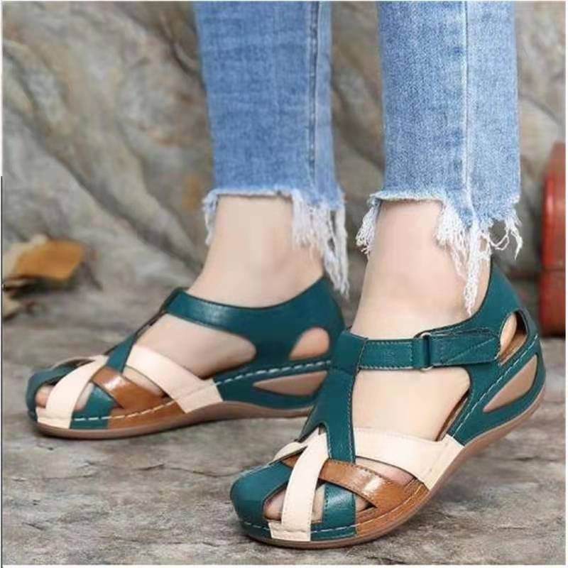 Women Braided Closed Comfort Sandals with Adjustable Ankle Strap Mune Fashion