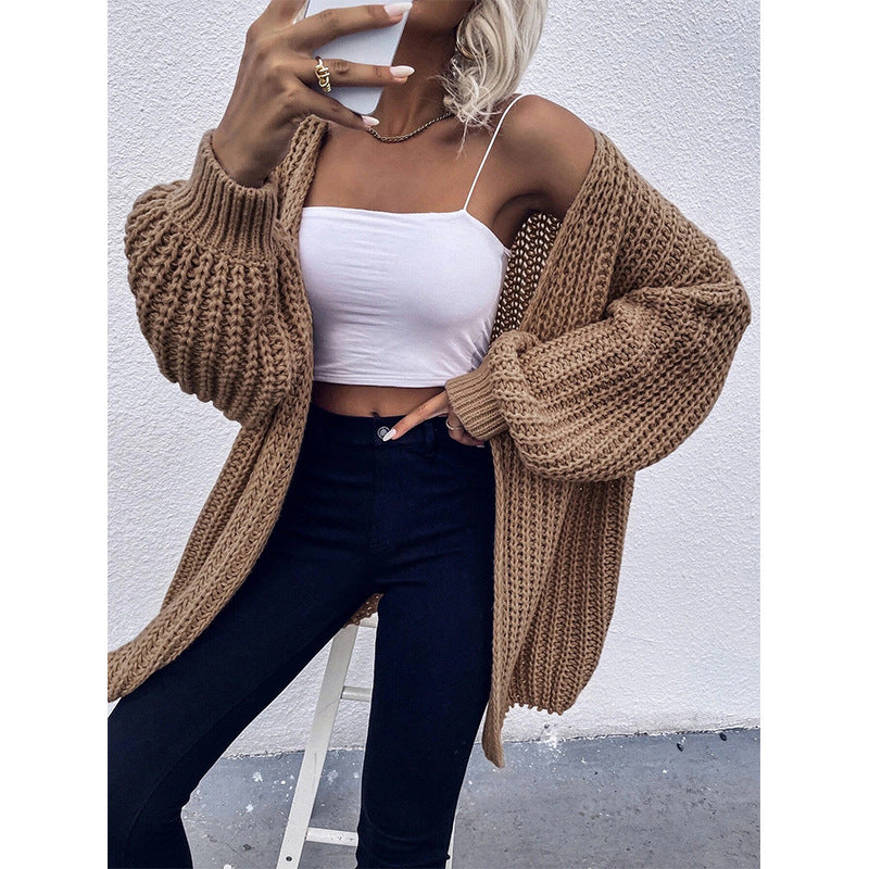 Women's Cozy Cardigan in Cocoon Cut with Extra Long Sleeve Cuffs and Open Front Mune Fashion