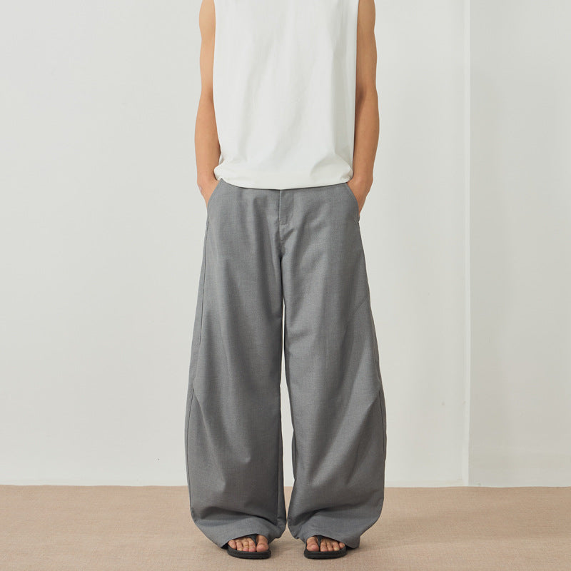 Men's Floor-Length Oversized Twill Pants with Extra Wide Leg and Clean Minimal Design Mune Fashion