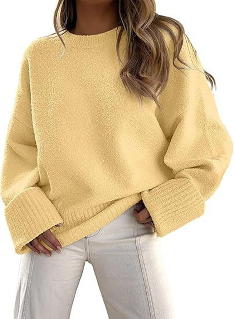 Women's Oversized Boucle Knit Sweater with Drop Shoulder and Wide Cuffs Mune Fashion