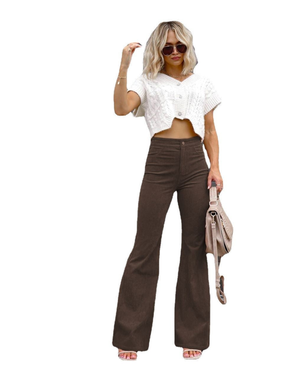Women high-waisted flared trousers with a fitted hip area and wide leg Mune Fashion