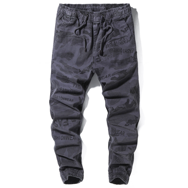 Herren Camouflage-Joggerhose mit Tunnelzug, elastischen Bündchen und Statement-Prints Mune Fashion
