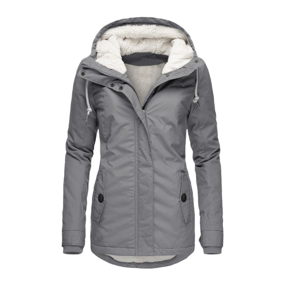 Women's Water-Repellent Parka with Teddy Lining, Hood and Tailored Fit Mune Fashion