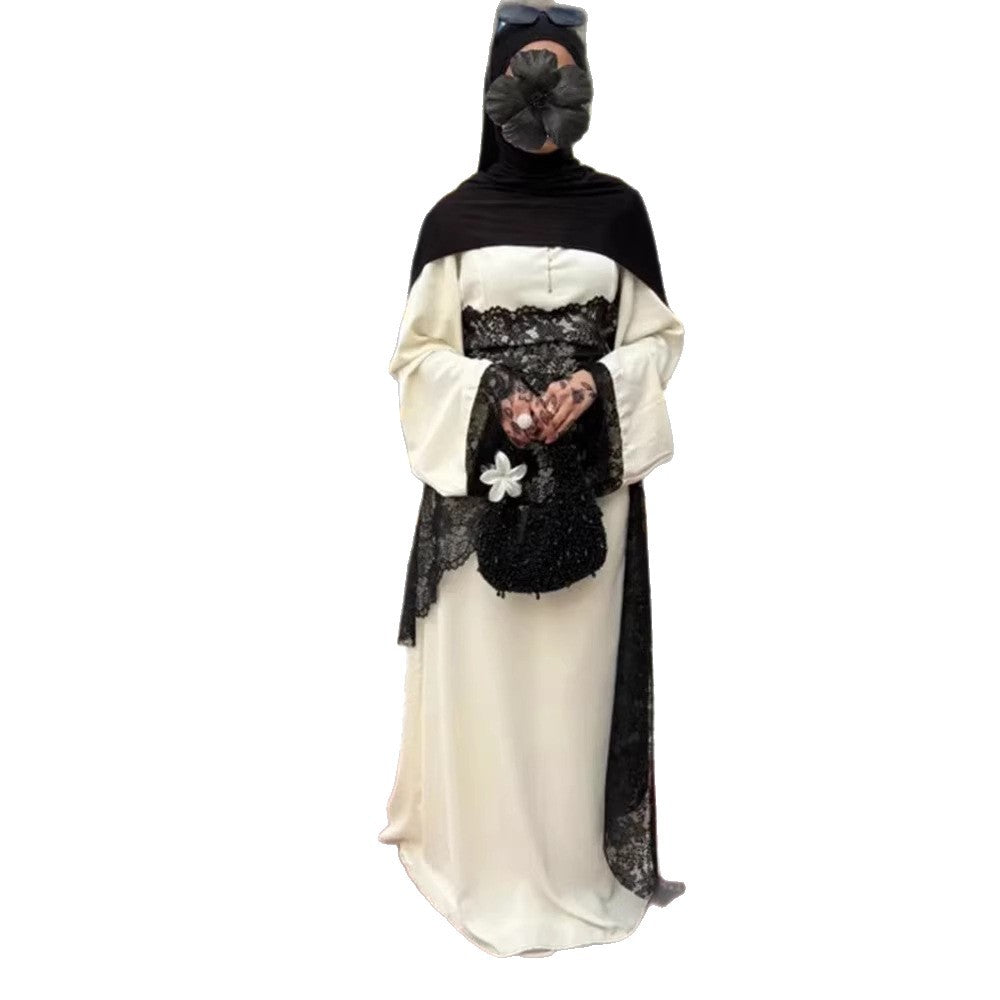 Women's Layered Look Lace Tunic with Ties and Asymmetrical Hem Mune Fashion