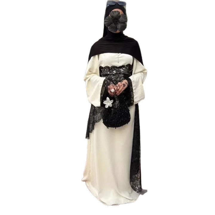 Women's Layered Look Lace Tunic with Ties and Asymmetrical Hem Mune Fashion