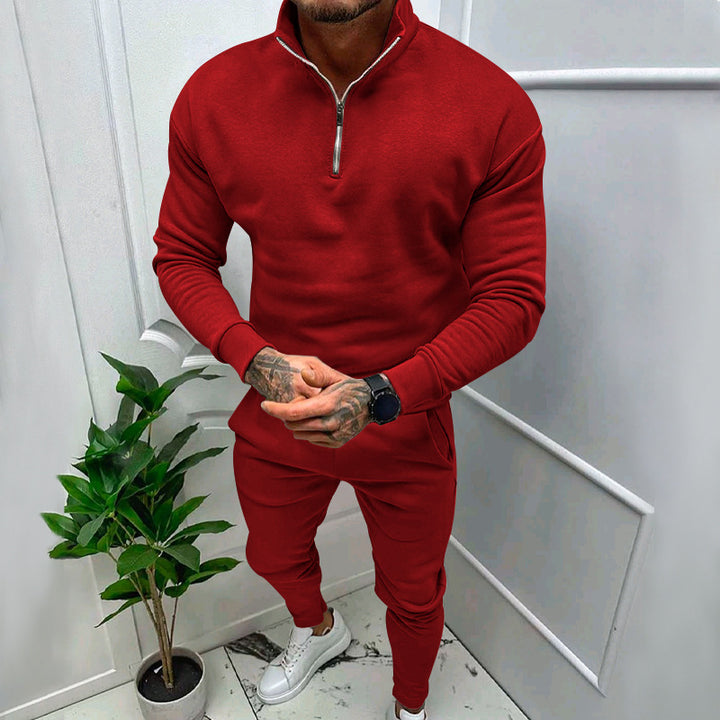 Men's nan athletic lounge set made of French Terry with half-zip stand-up collar and tapered jogging pants Mune Fashion