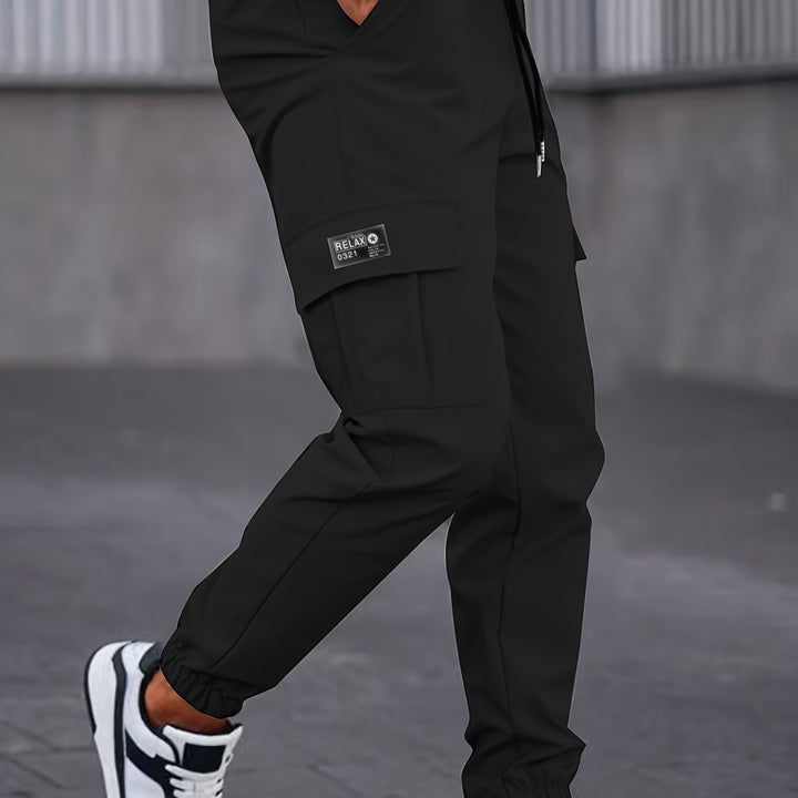Men's Cargo Jogging Pants with Drawstring, Tapered Cut & Flap Pockets Mune Fashion