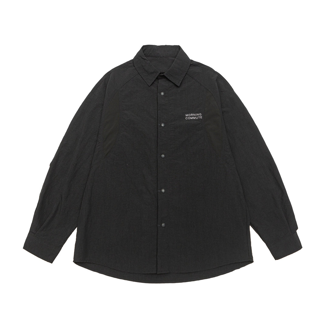Unisex Light Overshirt in Coach Style with Shirt Collar and Chest Print Mune Fashion