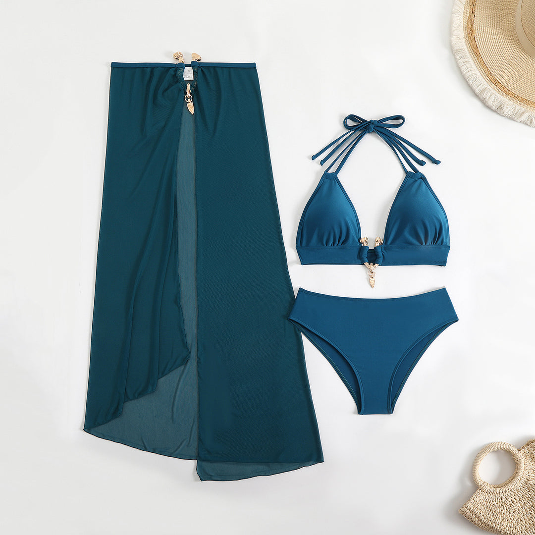 Women's bikini set with stylish wrap skirt and sophisticated halterneck Mune Fashion