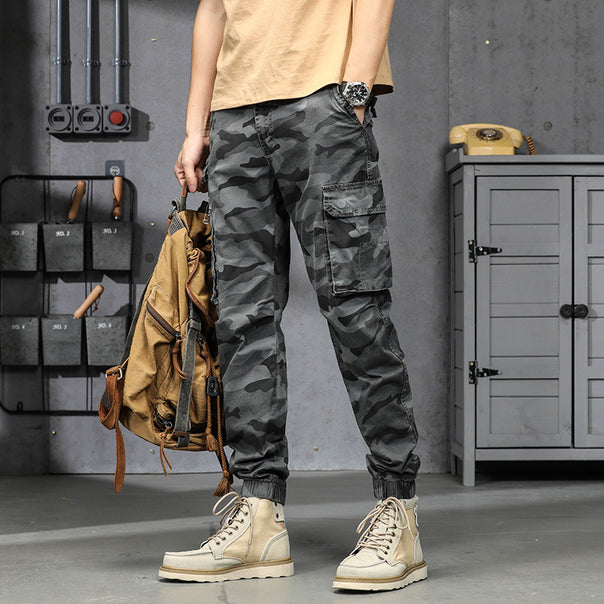 Herren Camouflage‑Cargo‑Jogginghose im Military‑Look mit Mehrfachtaschen und elastischem Knöchelabschluss Mune Fashion