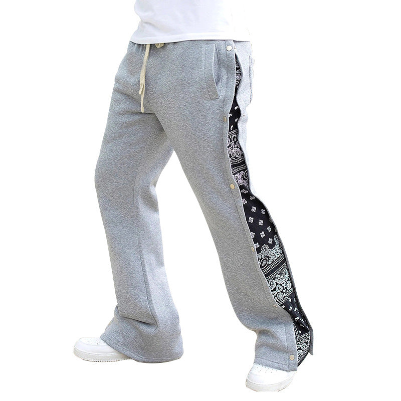 Women's jogging pants with side snap slits and paisley insert Mune Fashion