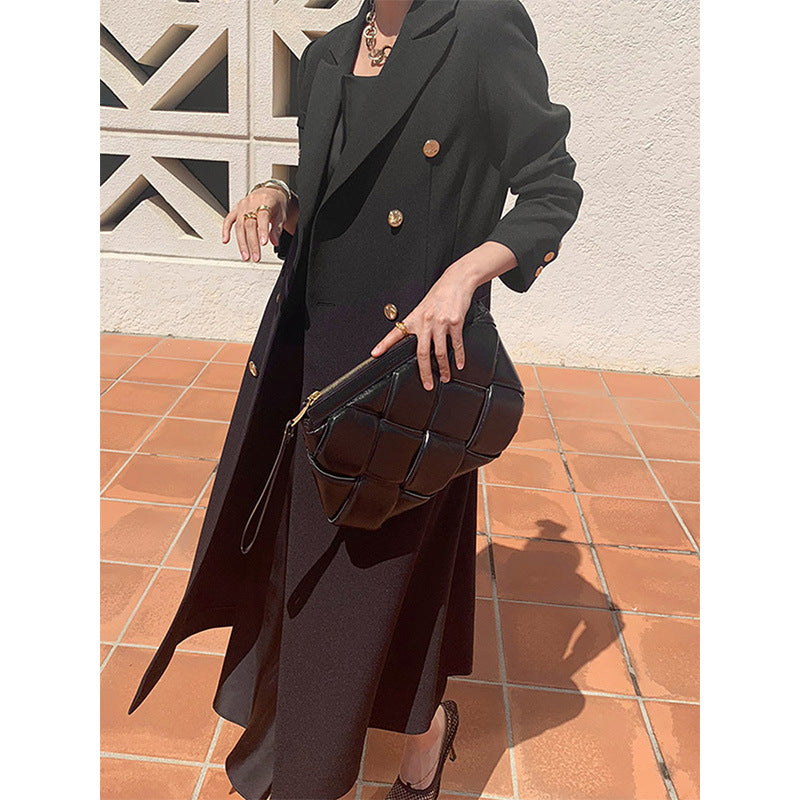 Women's Elegant Double-breasted Trench Coat with Waist Belt Mune Fashion