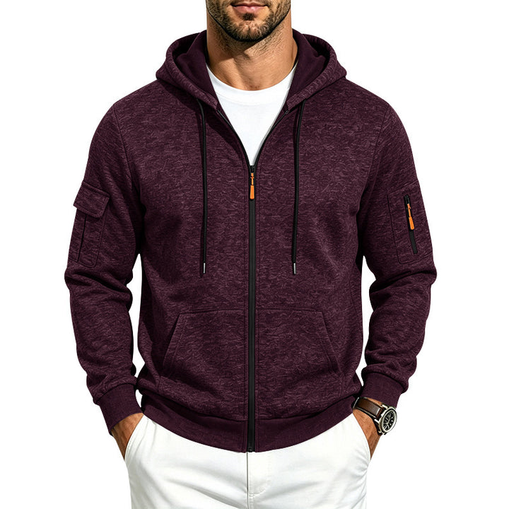 Men's hoodie sweatshirt jacket with zipper and sleeve pocket Mune Fashion
