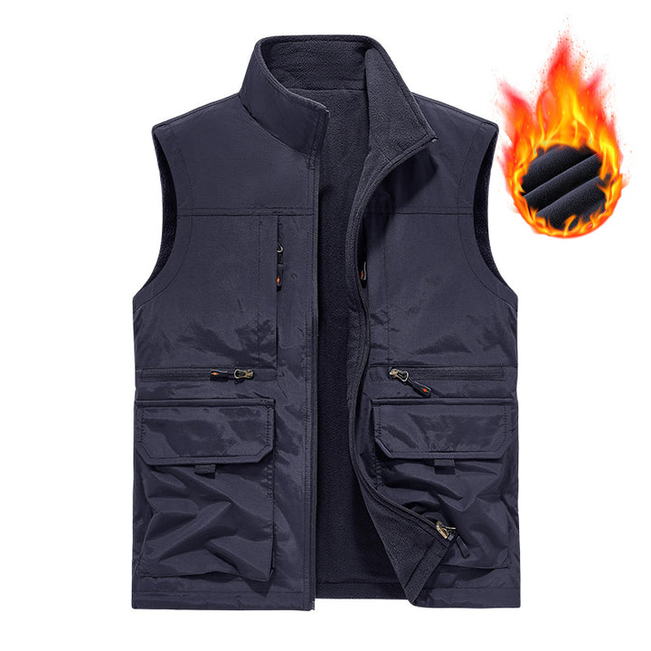 Men's insulated utility vest with warm fleece lining, windproof & multi-pocket Mune Fashion