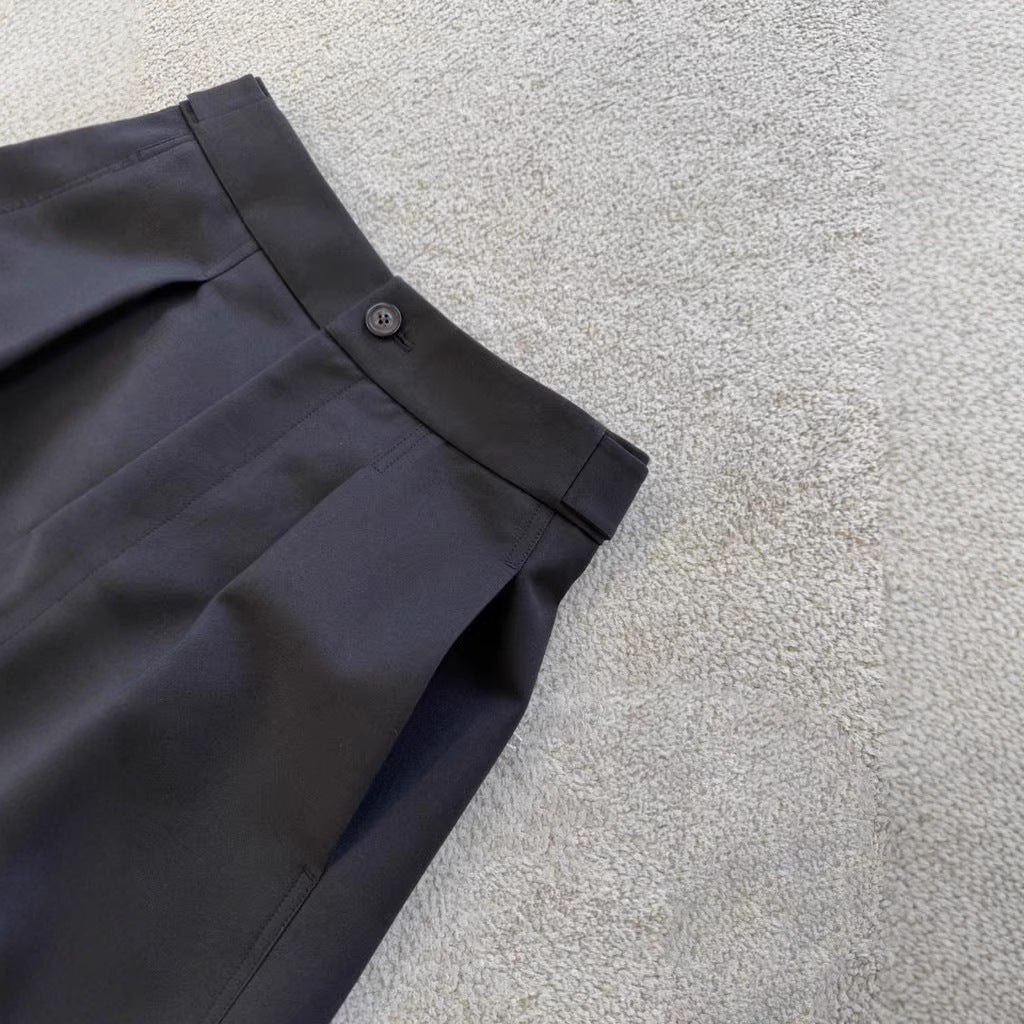 Women Elegant Wide Fabric Pants with Pleats Mune Fashion