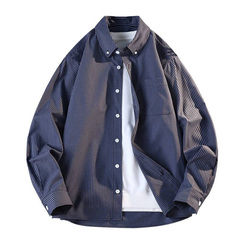 Men's striped overshirt jacket made of cotton blend with chest pocket Mune Fashion