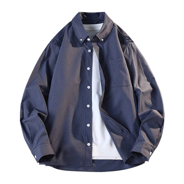 Men's striped overshirt jacket made of cotton blend with chest pocket Mune Fashion