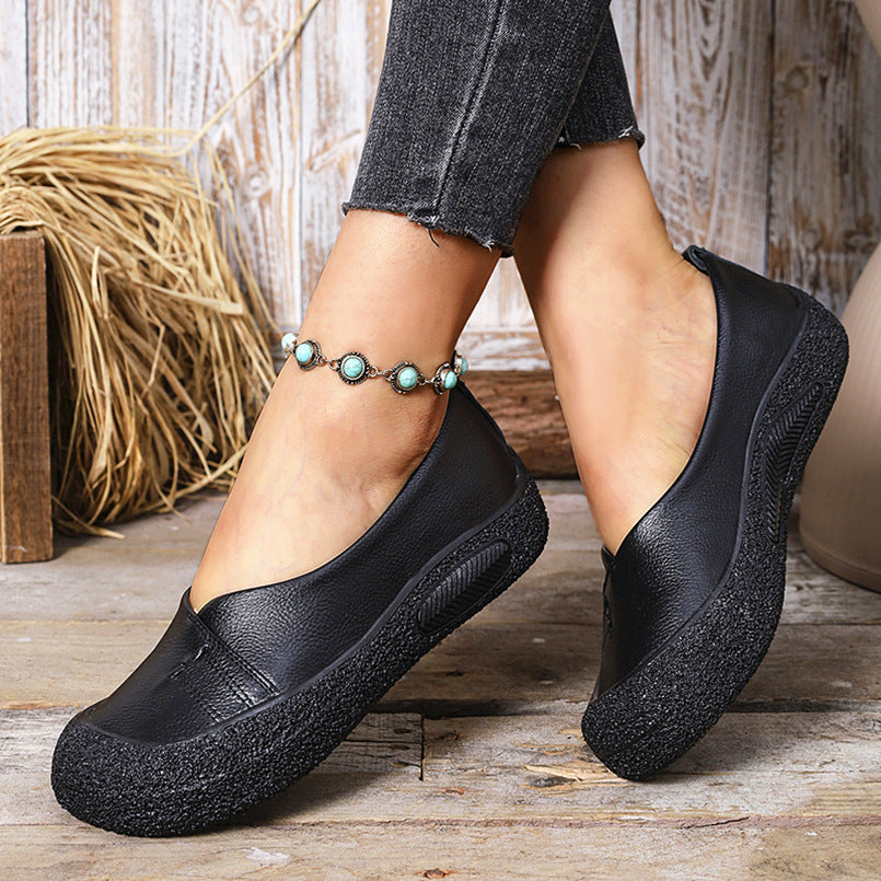 Women's comfortable Slip-On platform ballerina with structured rubber outsole and soft PU upper Mune Fashion