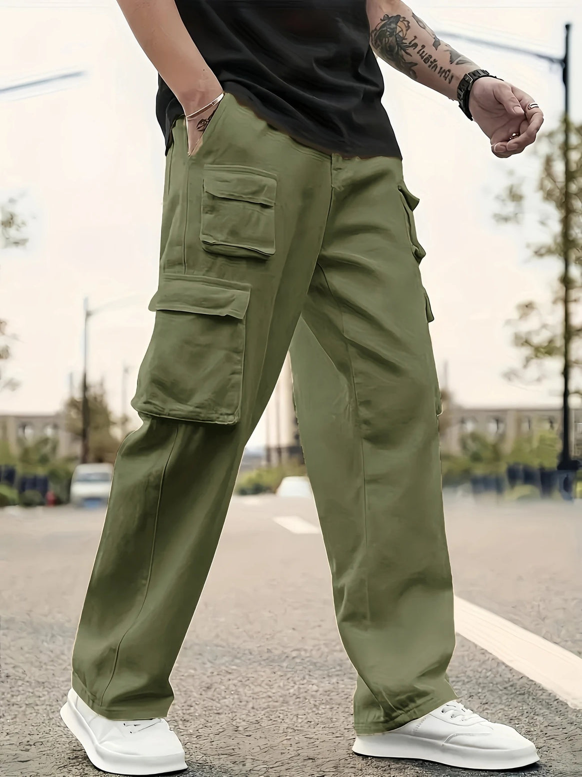 Men's Multifunctional Cargo Pants with Multiple Flap Pockets and Straight Leg Mune Fashion