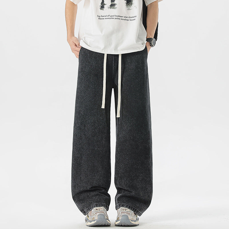 Men's Oversize Denim Baggy Pants with Drawstring and Stonewashed Cotton Mix Mune Fashion
