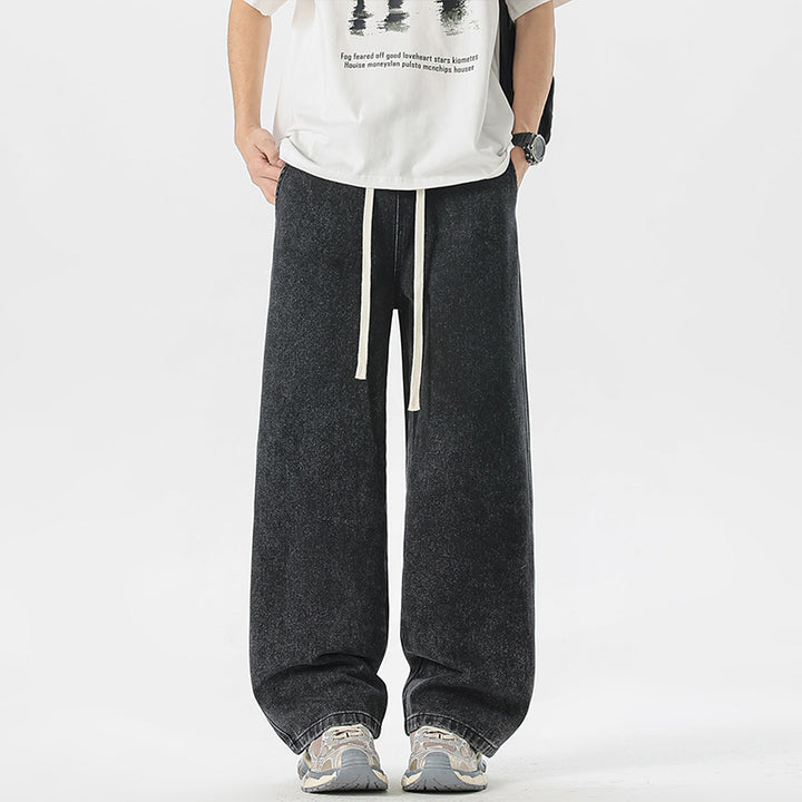 Men's Oversize Denim Baggy Pants with Drawstring and Stonewashed Cotton Mix Mune Fashion