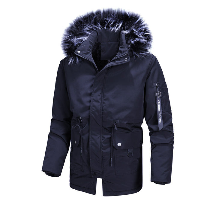 Men's Urban Thermal Parka with Faux Fur Hood, Multifunctional Pockets and Waist Adjustment Mune Fashion